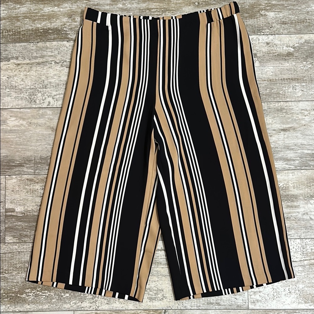 Chico’s crop pull on striped wide leg pants